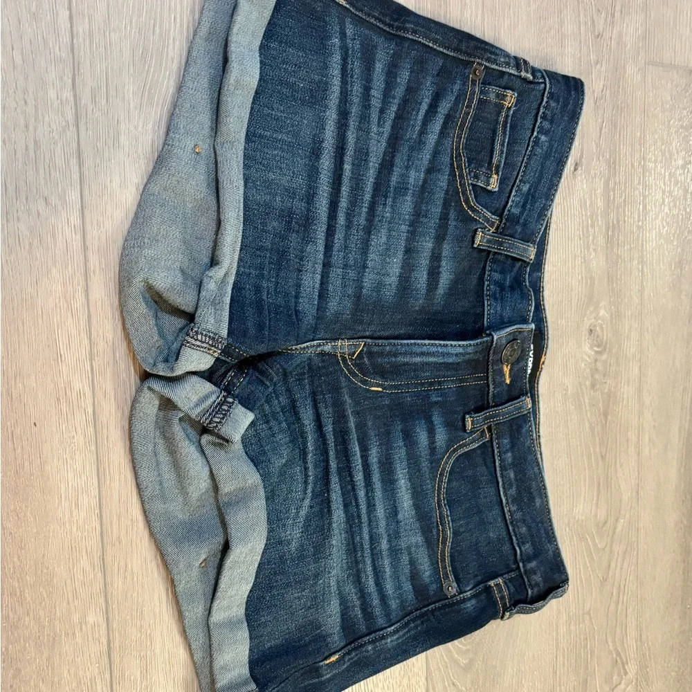 Express - Dark Blue Denim Shorts - Sortie Low Rise - Ultimate Stretch - Size 2 - Picture 11 of 14